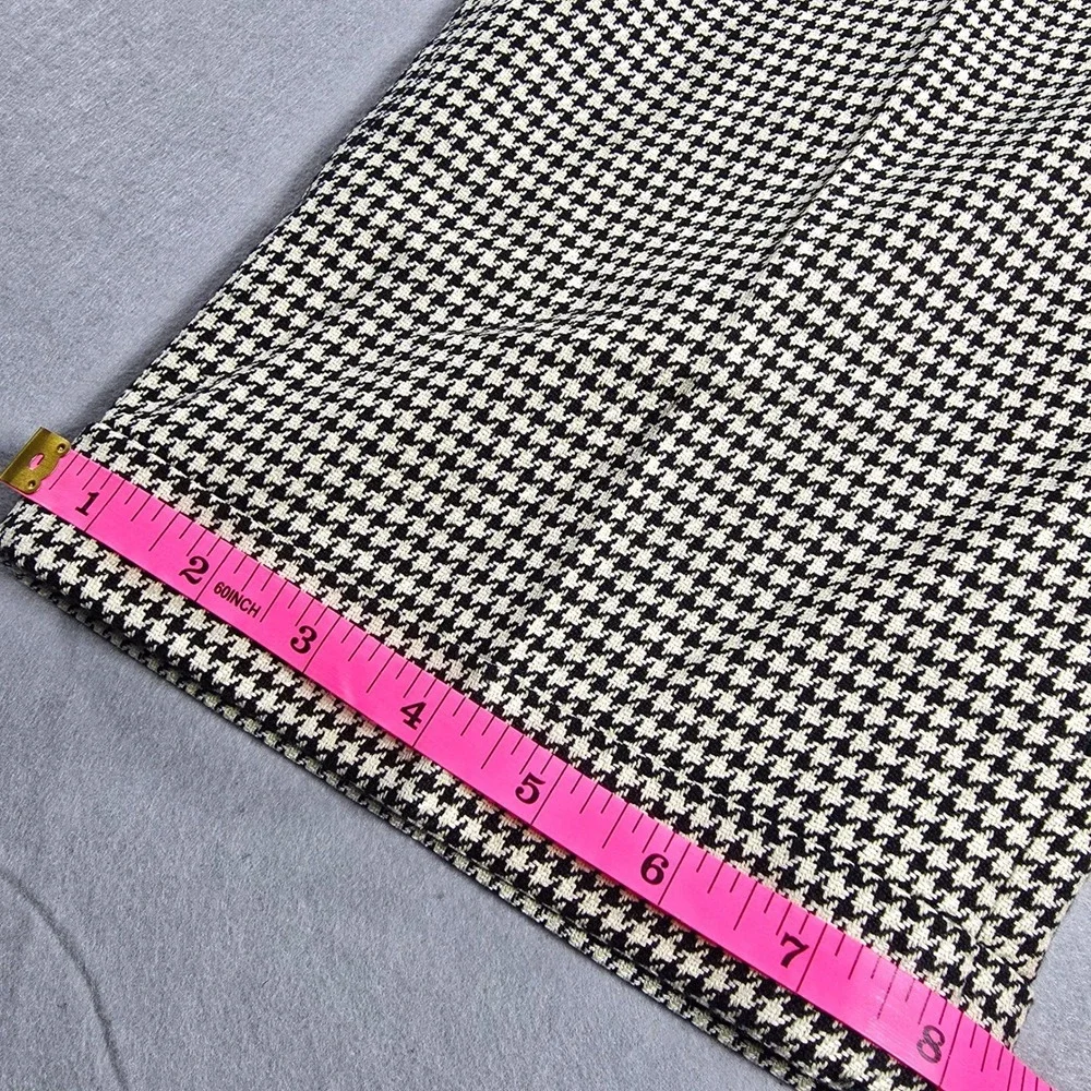 Talbots Womens Size 8 Black Cream Houndstooth Silk Cotton Straight Leg Pants
